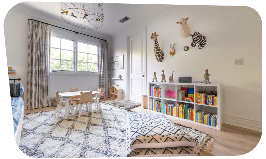 Spare child's bedroom of pods host family where classes are held 